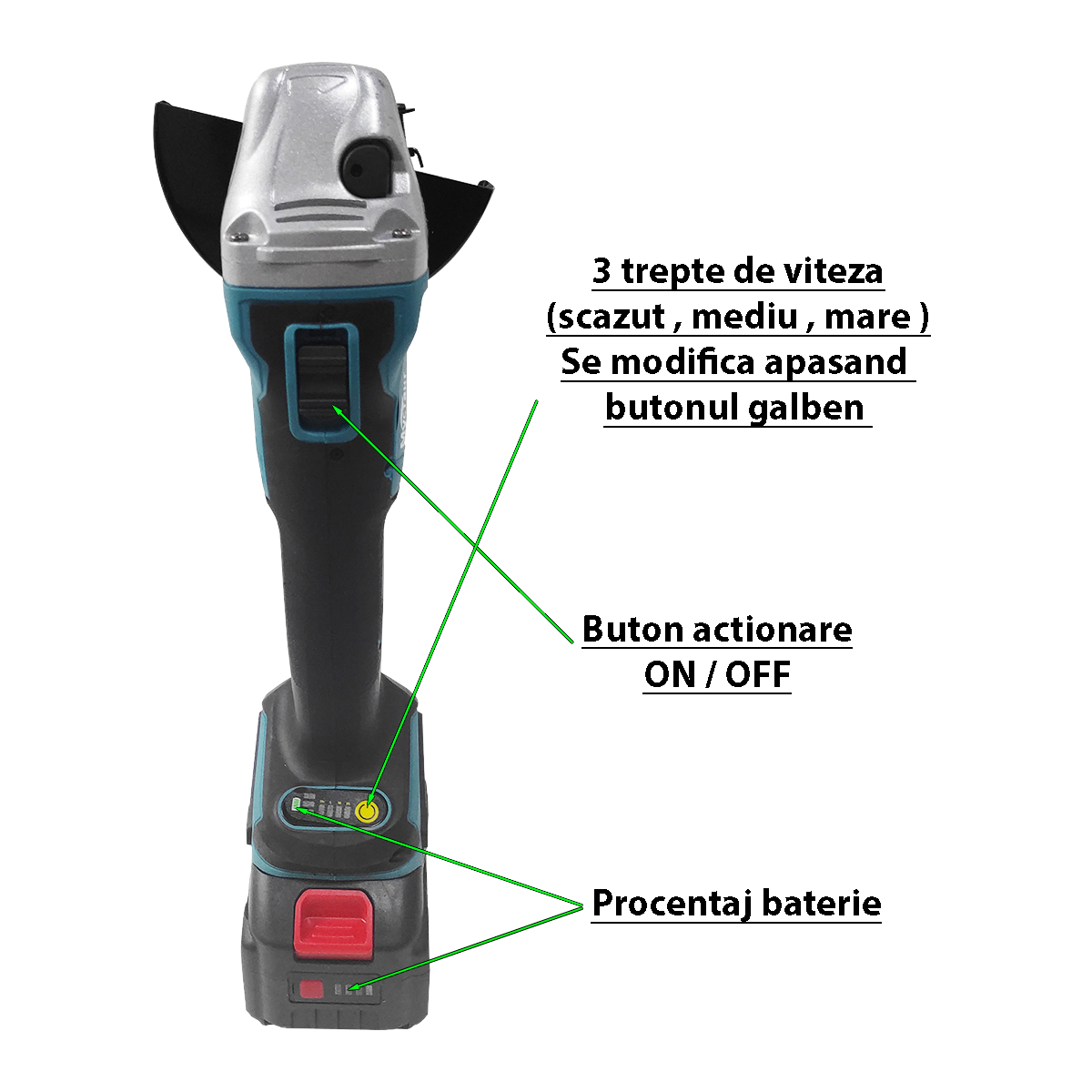 Polizor unghiular cu 2 acumulatori, Mustang, 48 V, 5 Ah, Diametru disc 125 mm, 9000 Rpm 8001V 3 MTXValve Polizor unghiular cu 2 acumulatori, Mustang, 48 V, 5 Ah, Diametru disc 125 mm, 9000 Rpm 8001V