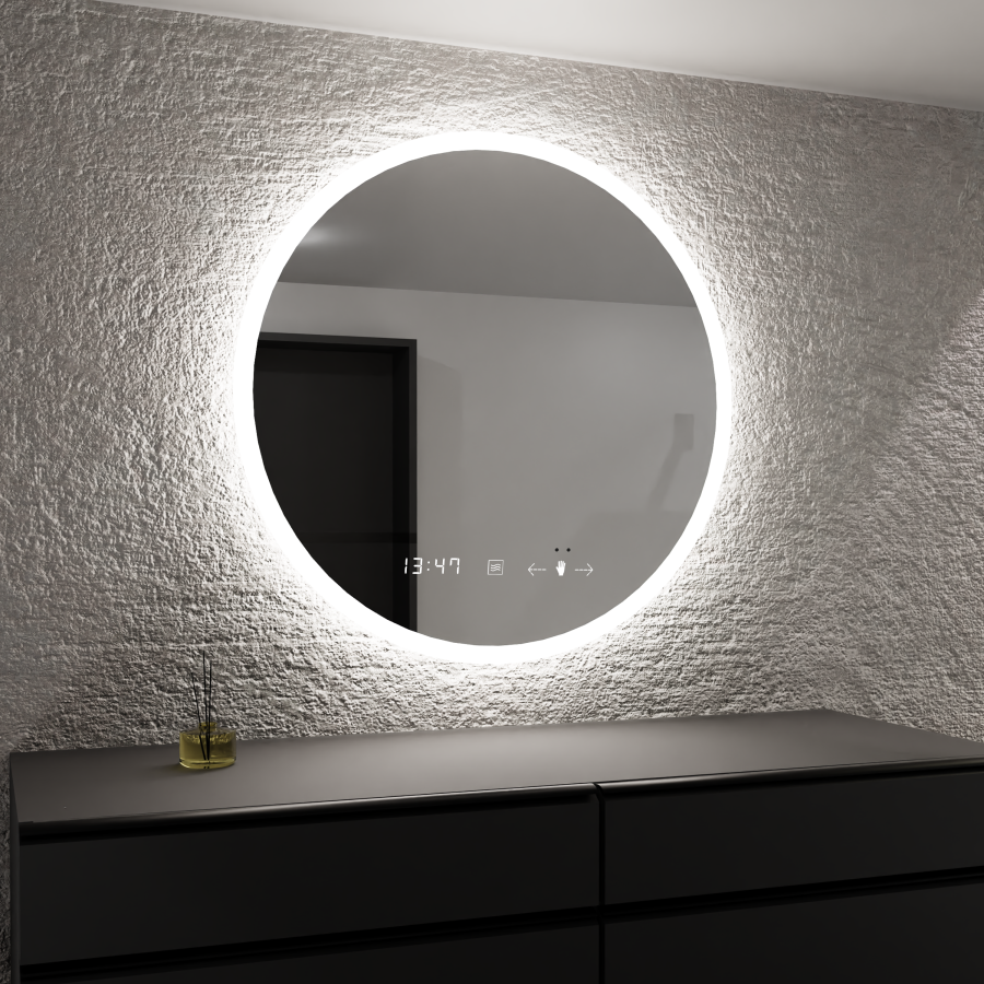 Oglinda LED Senzor Stephanne cu Sistem Dezaburire si Ceas 60x60cm, colectia Marcello Funghi AT1CT-IM1P-RS1S-D030/6 1 MTXValve Oglinda LED Senzor Stephanne cu Sistem Dezaburire si Ceas 60x60cm, colectia Marcello Funghi AT1CT-IM1P-RS1S-D030/6