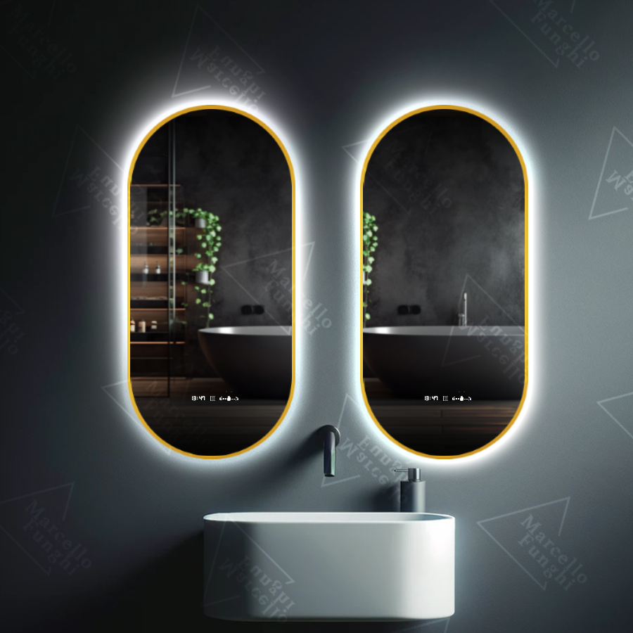 Oglinda LED Senzor Revin Sistem Dezaburire Ceas Temperatura Rama Aurie 60x80 cm Colectia Marcello Funghi AT1CT-D1OC-RS1S-D006 1 MTXValve Oglinda LED Senzor Revin Sistem Dezaburire Ceas Temperatura Rama Aurie 60x80 cm Colectia Marcello Funghi AT1CT-D1OC-RS1S-D006