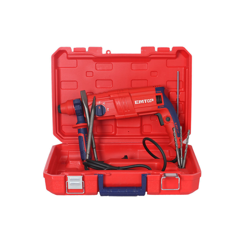 Ciocan electric rotopercutor, 800W, 2.5J, 3 burghie si 2 dalti incluse, cutie de transport, EMTOP ERHRL801 6 MTXValve Ciocan electric rotopercutor, 800W, 2.5J, 3 burghie si 2 dalti incluse, cutie de transport, EMTOP ERHRL801