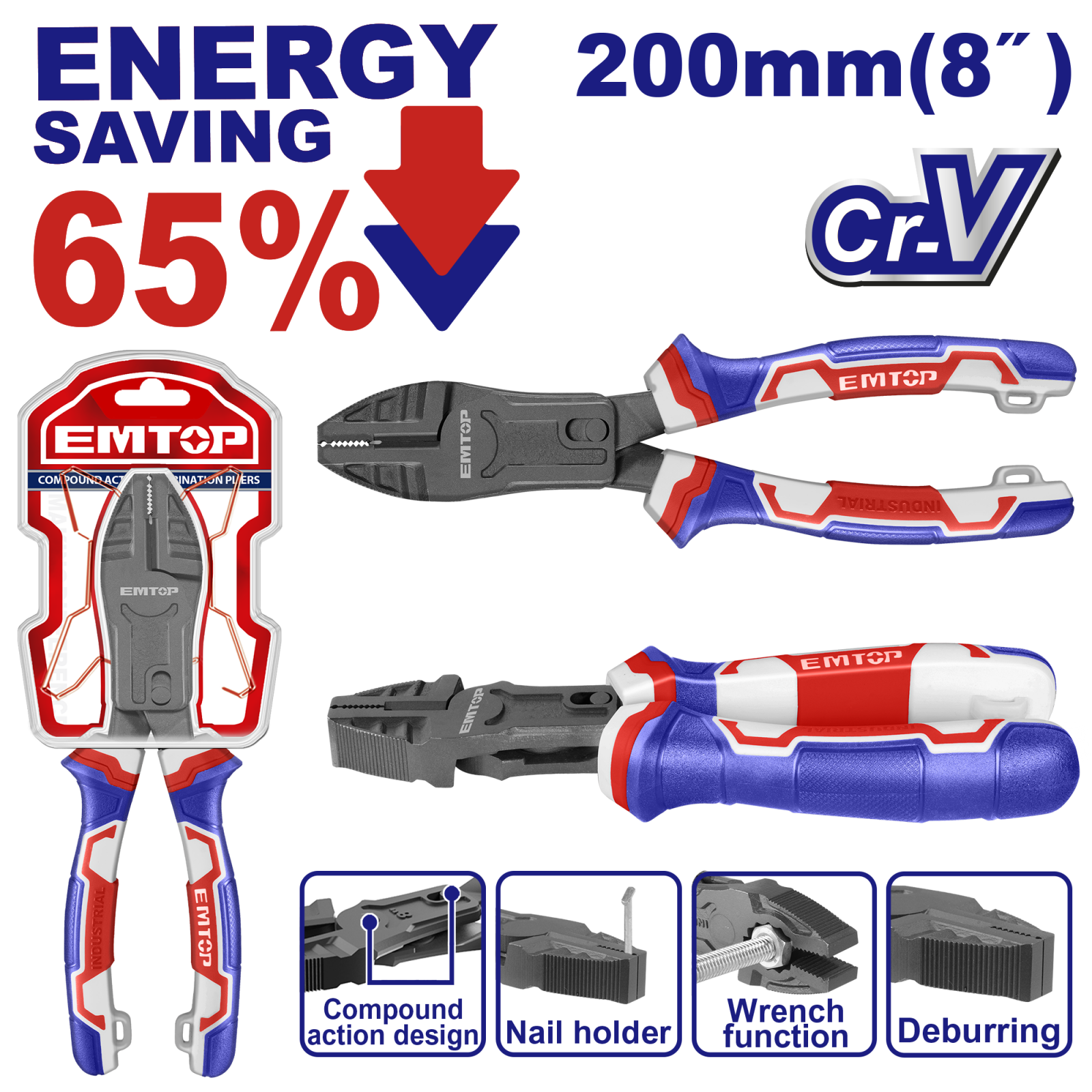 Cleste combinat cu actiune compusa 200mm (8"), 65% economie de energie, EMTOP EPLRCC0851 1 MTXValve Cleste combinat cu actiune compusa 200mm (8"), 65% economie de energie, EMTOP EPLRCC0851