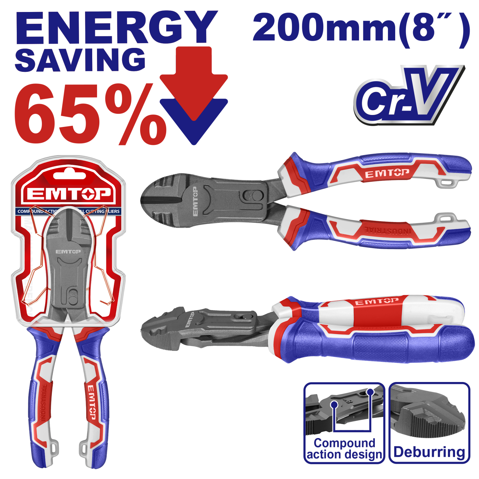 Cleste cu varf diagonal cu functie de debavurare, 65% economie de energie, EMTOP EPLRCD0851 1 MTXValve Cleste cu varf diagonal cu functie de debavurare, 65% economie de energie, EMTOP EPLRCD0851