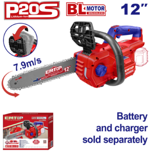 Fierastrau/Drujba cu lant fara acumulator si incarcator, motor fara perii (brushless), 30cm, EMTOP ELGA20128