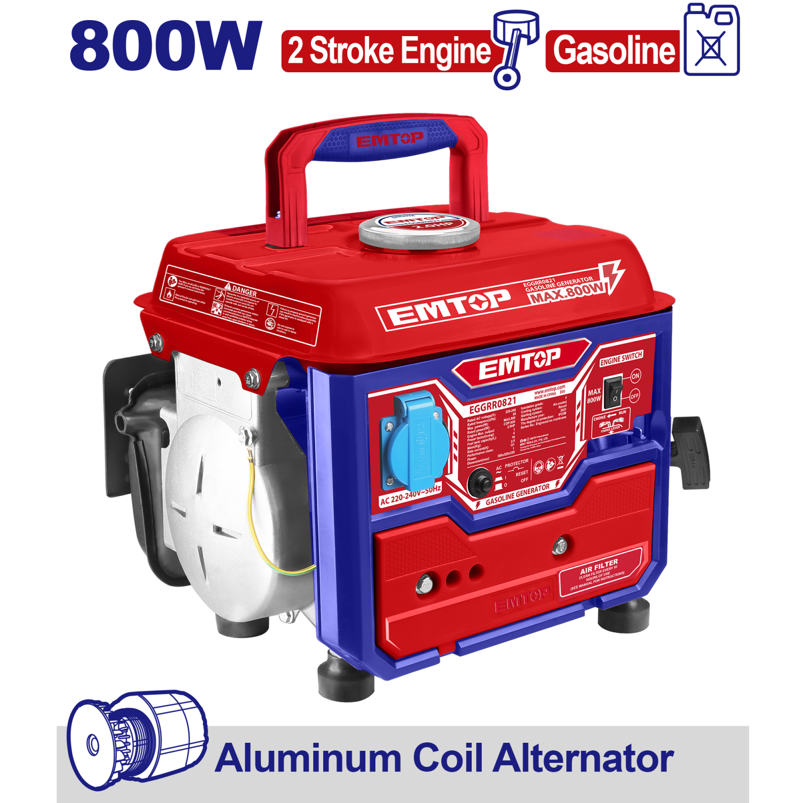 Generator pe benzina 800W, rezervor 4L, EMTOP EGGRR0821 1 MTXValve Generator pe benzina 800W, rezervor 4L, EMTOP EGGRR0821