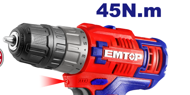Masina de gaurit si insurubat cu impact, cu 2 baterii 1.5Ah, incarcare prin cablu tip C, 45Nm, 50 accesorii, cutie de transport, fara incarcator, EMTOP ECiDL12620 3 MTXValve Masina de gaurit si insurubat cu impact, cu 2 baterii 1.5Ah, incarcare prin cablu tip C, 45Nm, 50 accesorii, cutie de transport, fara incarcator, EMTOP ECiDL12620