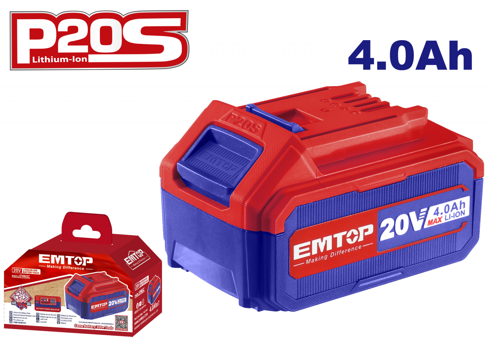 1 x Acumulator 4.0AH litiu-ion, universal compatibila cu toate produsele P20S, EMTOP EBPK2002 1 MTXValve 1 x Acumulator 4.0AH litiu-ion, universal compatibila cu toate produsele P20S, EMTOP EBPK2002