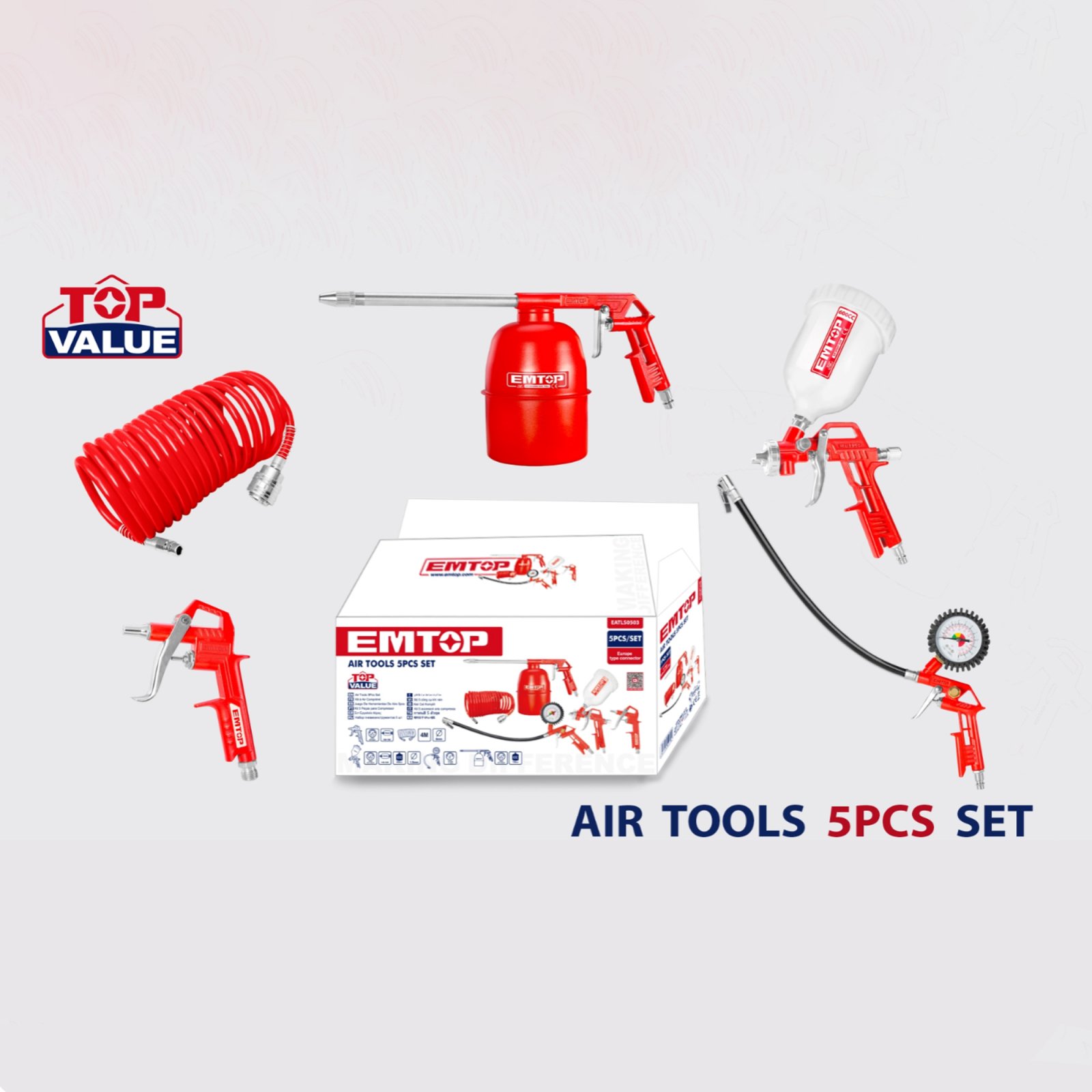 Set de 5 scule pneumatice, EMTOP EATLS0503 7 MTXValve Set de 5 scule pneumatice, EMTOP EATLS0503