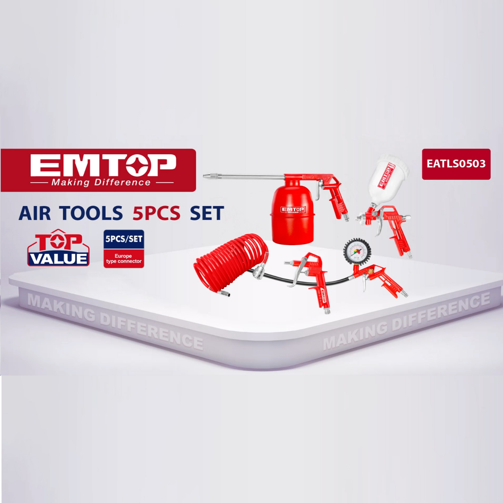 Set de 5 scule pneumatice, EMTOP EATLS0503 8 MTXValve Set de 5 scule pneumatice, EMTOP EATLS0503