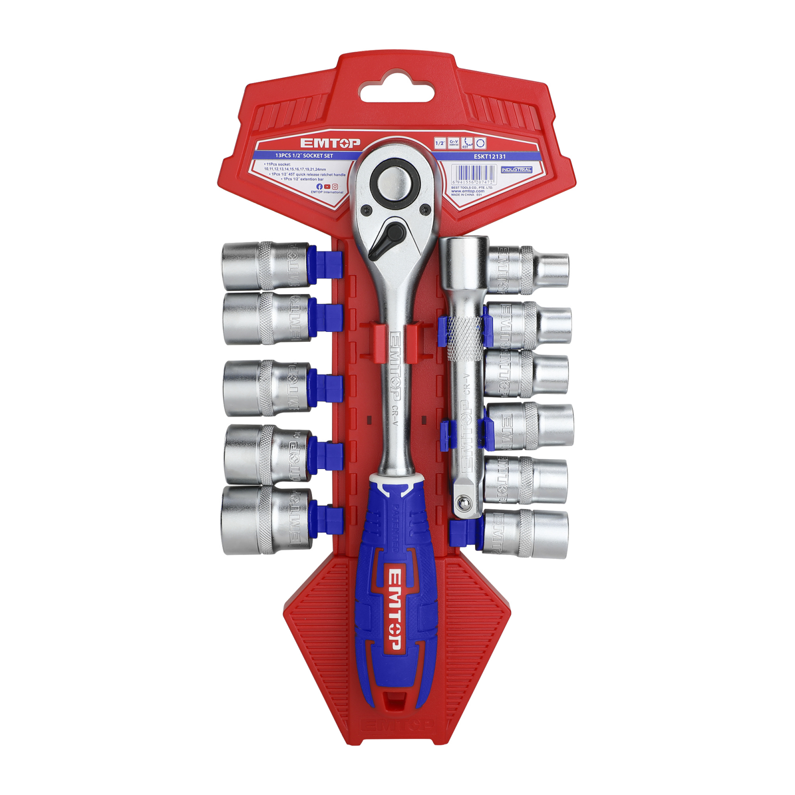 Set tubulare cu clichet 1/2″ 13 buc, EMTOP ESKT12131 2 MTXValve Set tubulare cu clichet 1/2" 13 buc, EMTOP ESKT12131