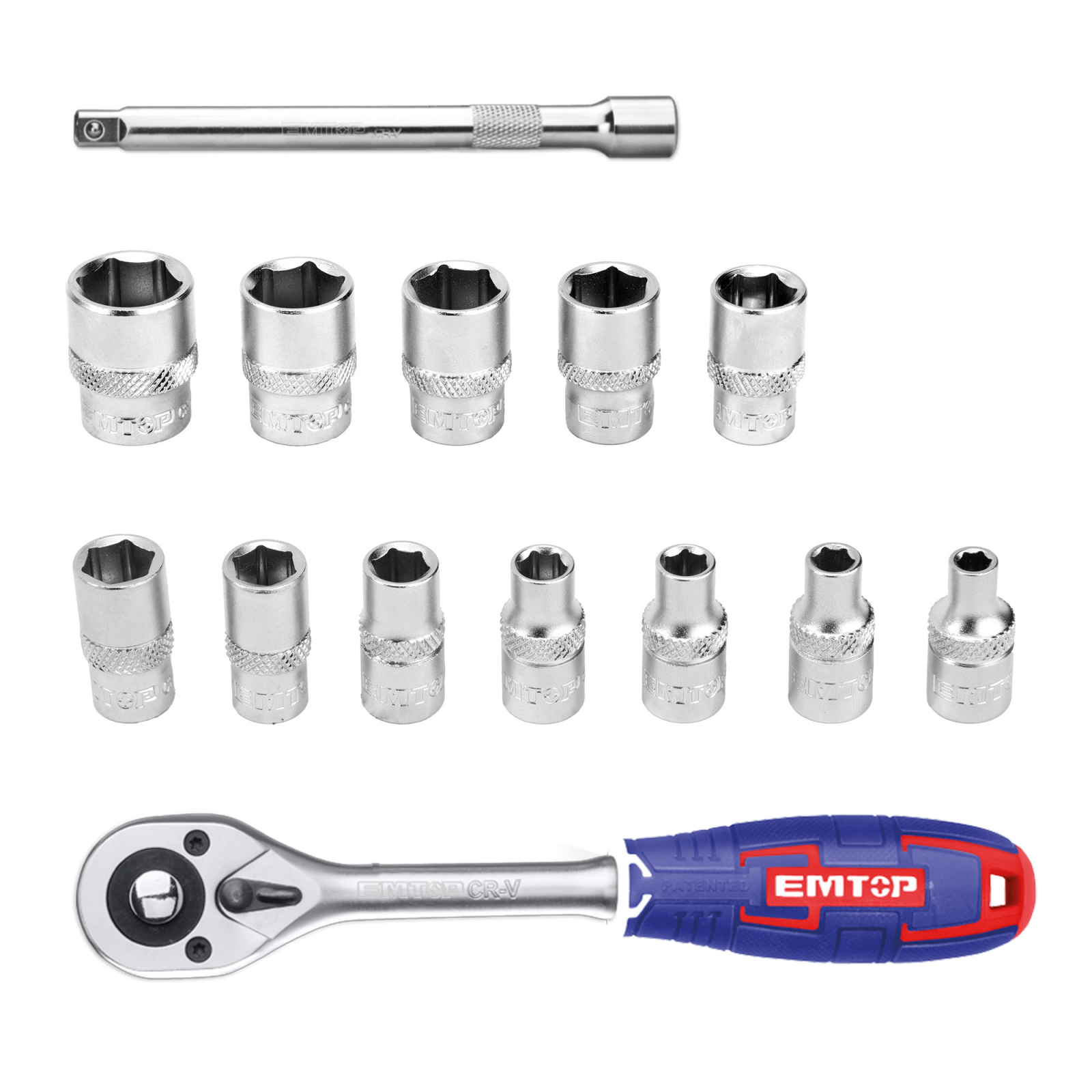 Set tubulare cu clichet 1/4" 14 buc, EMTOP ESKT14141 3 MTXValve Set tubulare cu clichet 1/4" 14 buc, EMTOP ESKT14141